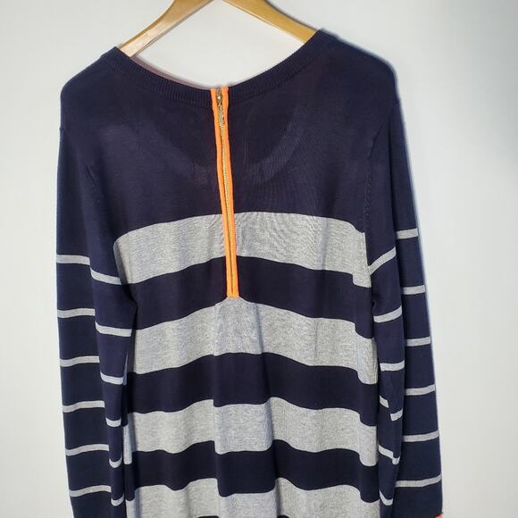 Eliza J. Navy & Grey striped Stretchy sweater long sleeve Dress Casual Comfy - Picture 10 of 11